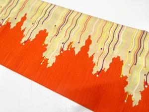 よろけ横段模様織り出し　名古屋帯